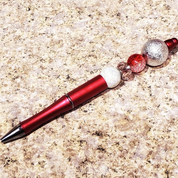 Hand Crafted Other - 2/$30 Red Handmade Beaded Ballpoint Pen